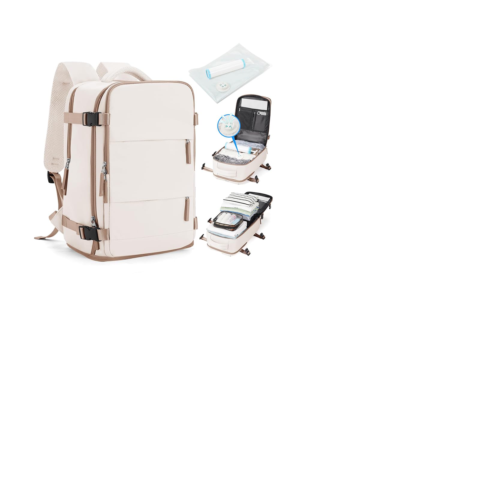 SZLX Mochila al Vacio con Bomba Equipaje de Mano 40x30x20 Ryanair Vueling Wizzair Easyjet Mochila Viaje Cabina Avion 40x20x25 Ryanair Mujer Mochila de transporte Impermeable para Computadora Portátil — view 40