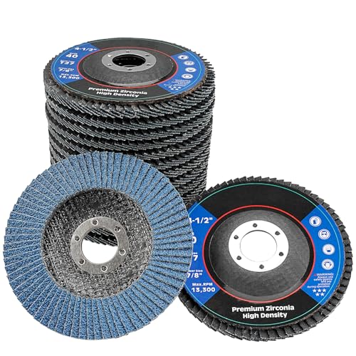 NuoDunco 10 Schleifscheiben mit Lamellen, Ø 115 mm x 22,2 mm, Körnung 40 Schleifscheiben, zum Entfernen von Entgraten, Rost, Polieren, Finish