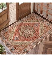 angsoo Vintage 2x3 Washable Rug for Entryway, Non Slip Small Indoor Front Door Rug, Print Distres...