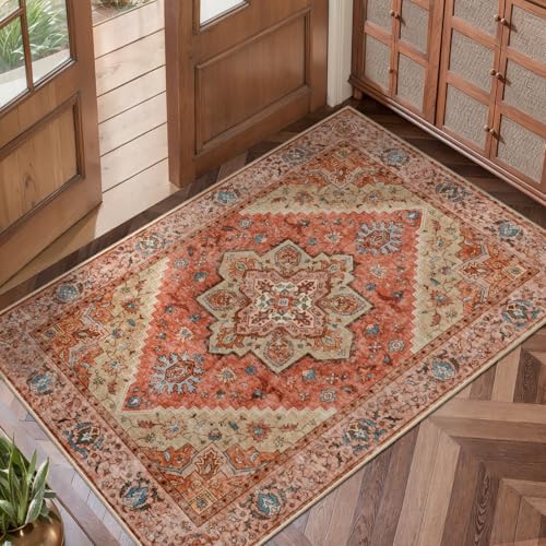 Image of Tangsoo Vintage 2x3 Washable Rugs for Entryway, Non Slip Small Area Rug