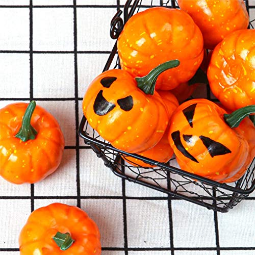 Image of Ulalaza 16Pcs Artificial Pumpkins Lifelike Fake Pumpkins for Fall Harvest Halloween Thanksgiving Party Decorating