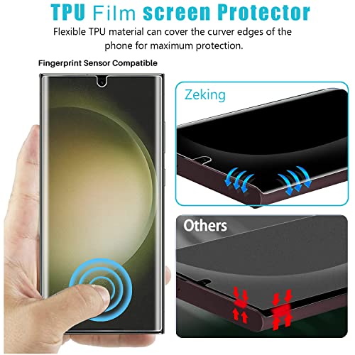 Zeking [3+3 Pack] Designed For Samsung Galaxy S23 Ultra 5G Screen Protector Tpu Film And Tempered Glass Camera Lens Protector, Support Fingerprint Unlock Hd Transparent Easy Installation [6.8 Inch] #TOP2