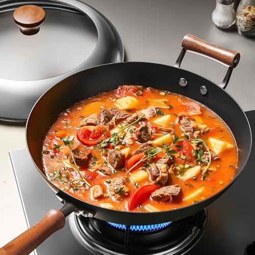 Wok de hierro sin recubrimiento con tapa 32 cm miniatura 6