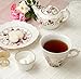 Gracie China by Coastline Imports 4-Piece Porcelain Tea for One, Stacked Teapot Cup Saucer, Red Rose