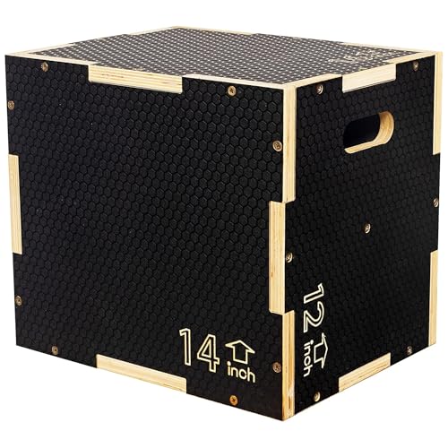 Fitvids 16' x 14' x 12' Non-Slip Wooden Plyo Box Jump Exercise Platform, Plyometric Workout...