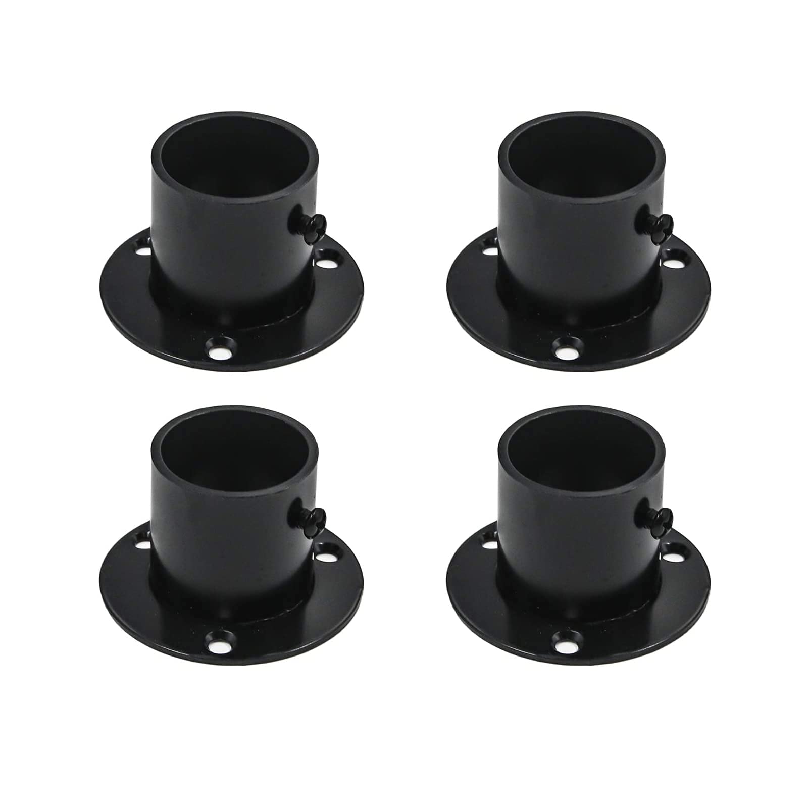 Antrader Stainless Steel Closet Rod Flange Holder Shower Socket Bracket Support, 1.25 Inch Dia Matte Black, Pack of 4