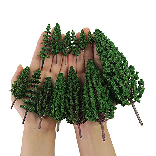 52Pcs Model Pine Trees Green Pines Plastic For Forest Ho Scale Model Railway Layout Miniature Scenery S0901 #TOP5