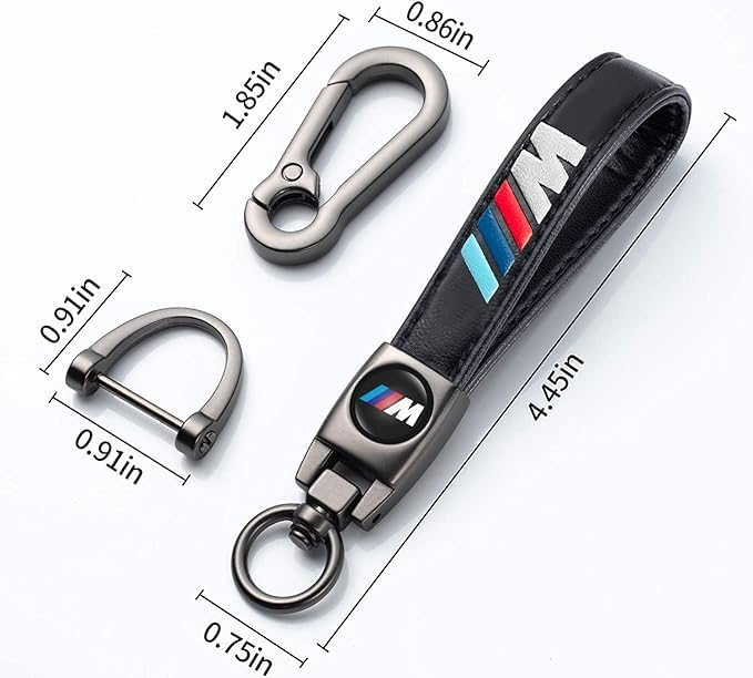Leather Car Keychain for BMW M X1 X3 M3 M5 X1 X5 X6 Z4 3 5 7 Series Car Key Chain Ring Accessories for Men and Woman Black - Image 2