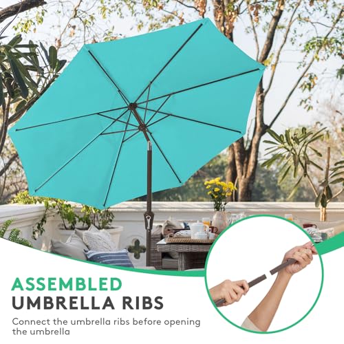 Image of JEAREY 10FT Outdoor Patio Umbrella, Market Umbrella, Turquoise