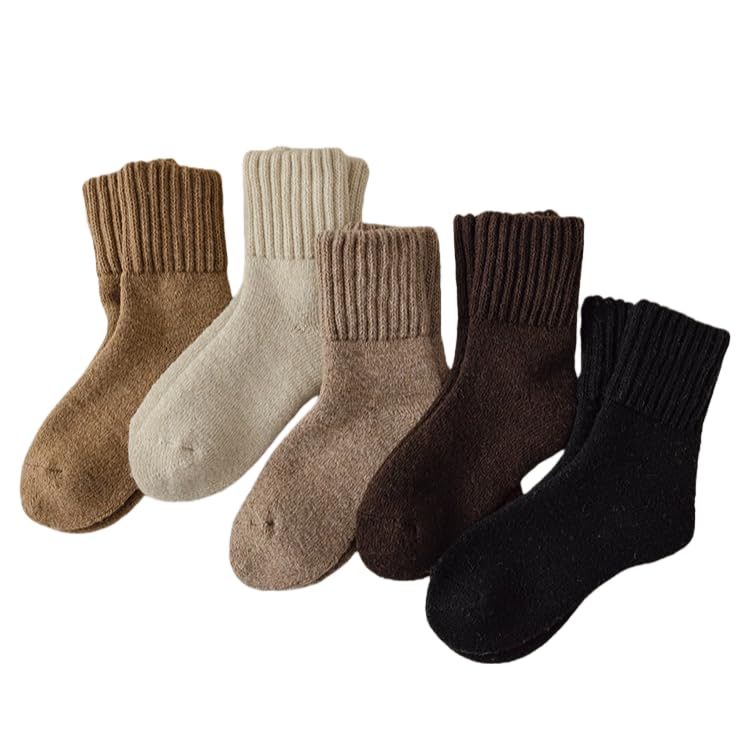 MUNSKT Calcetines Termicos Mujer, 5 Pares de Calcetines Invierno Mujer, Calcetines Gruesos y Transpirables para Climas Fríos, para Senderismo, Trabajo En la Nieve y Climas Fríos
