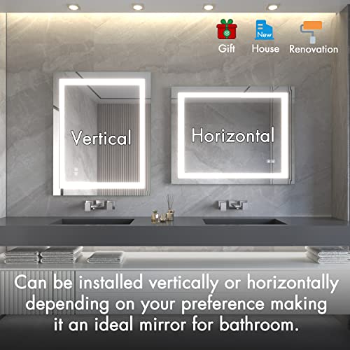 Limoreli Led Mirror, Oblong Frameless Wall Mounted Mirror, Anti-Fog And Explosion-Proof, Large Vertical Or Horizontal Makeup Mirror For Vanity Room, 36X28 Inch #TOP5