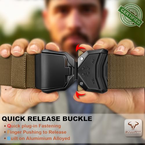 Image of BULLIANT Men Stretch Tactical Web Belt MultiPack 1.5 inch-Adjustable Fit | Smooth Sliding for Micro Fit - Tailored for Exact Size-Holeless for Golf Jeans or Casual