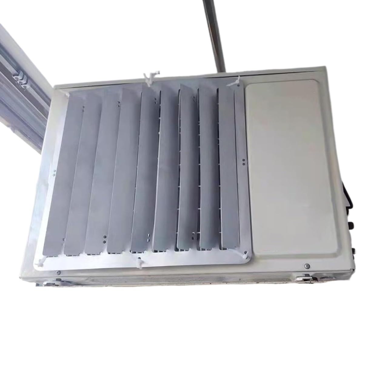 QCKNKMGG Air Conditioner Outdoor Unit Deflector, Stainless Steel AC Deflector Cover Wind Guide Baffle Compressor Grille Shield 43-63cm(46x46CM)