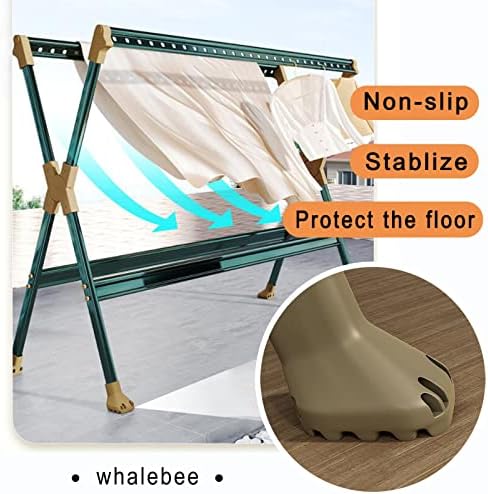 Indoor Outdoor Clothes Drying Rack Foldable Clothes Rack.Clothes Airer in Aluminium Alloy Portable Clothes Drying Rack for Indoor and Outdoor Use Folding 250Cm Retractable Laundry Rack with
