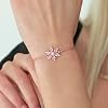NEREZE 925 Sterling Pink Stone Flower Bracelet Women's Silver Bracelet