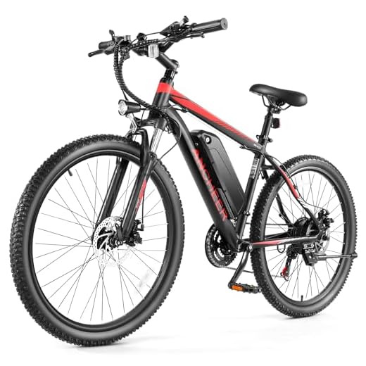 ANCHEER Electric Bike for Adults, Peak 750W Electric Mountain Bike, 26" Sunshine Ebike, 55 Miles 20-22MPH Electric Bicycle with 48V/374Wh Battery, 7/21Speed, UL2849 Compliant (Red)