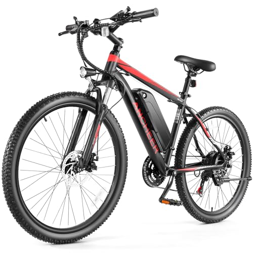 ANCHEER Electric Bike for Adults, Peak 750W Electric Mountain Bike, 26' Sunshine Ebike, 55 Miles 20MPH Electric Bicycle with 48V/374Wh Battery, 7/21Speed, UL2849 Compliant (Red)