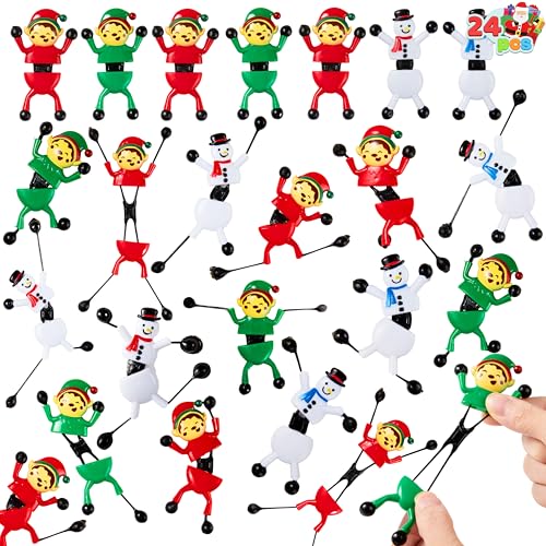 JOYIN 24 PCS Christmas Climbing Man Stretchy Toys, 4 Designs Sticky Hand Climbers and Window Climber for Kids Gift, Xmas Party Favors, Goodie Bag Stuffers, Sticky Stretchy Toys