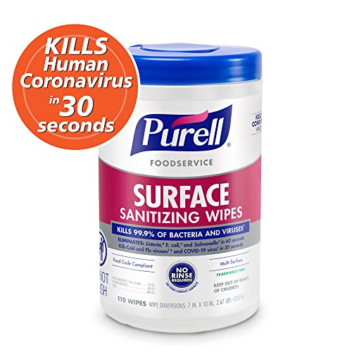 image for PURELL Foodservice Surface Sanitizing Wipes, Fragrance Free, 110 Count