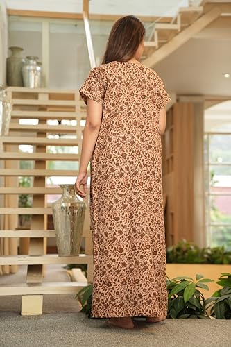Image of G4Girl Women's Regular Nighty Rajasthani Nighty Rajasthani Gown Jaipuri Nighty Jaipuri Gown Maxi Gown with Pocket - (Combo)