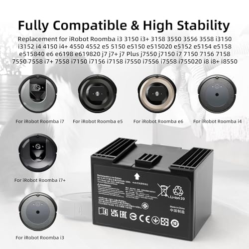 Image of Replacement for iRobot ABL-D2 ABL-D1 4INR19 /65 ABL-D2A ABL-D2B Battery, Compatible with iRobot Roomba i8 i8+ i8 Plus i7 i7+ i3 i3+ i4 i4+ i6 e5 e6 j5 j5+ j7 j7+ j7150 j7550 j6 j6+ j9 j9+ j8 j8+ Plus