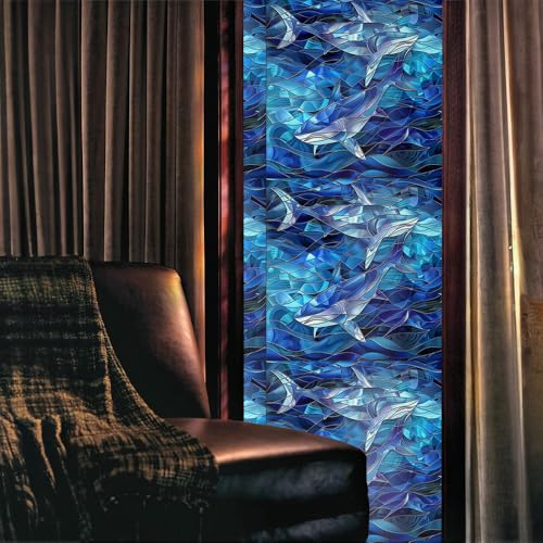 Vinilo decorativo para ventana estilo vitral azul 40x300 cm miniatura 2