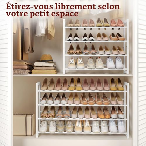 Meuble à chaussures pour entrée étroite : solution extensible 4 niveaux métal - 6