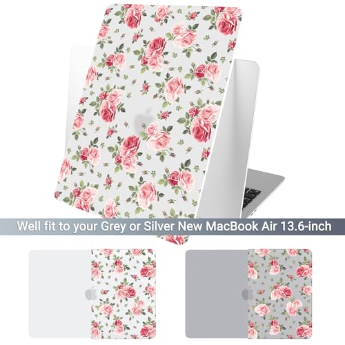 Coque MacBook Air 13 M4 M3 M2 rigide fleurie avec protège-écran