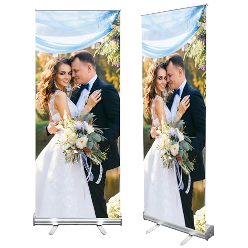 Custom Retractable Banner with Aluminum Frame, Personalized Roll Up Banner, Full Color Pop Up Display Sign - For Events, Promotion, Advertising, 33"x81" (Design 2)