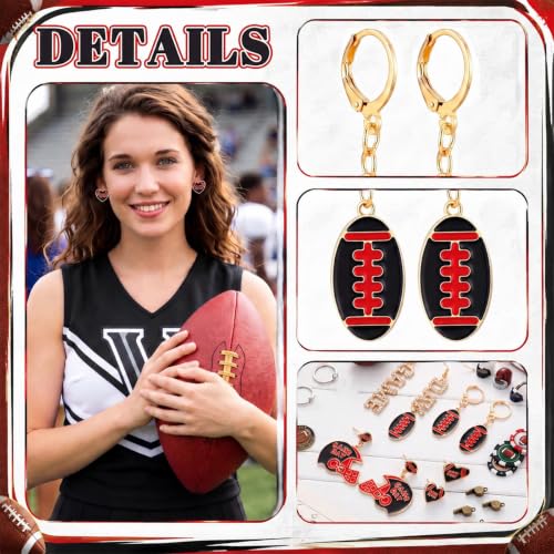 Image of Liliaafar 4 Pairs Game Day Football Earrings for Women | Football Mom Sports Game Day Charm Accessories for Outfits Shirts Set Fall Sport Jewelry Cute Sport Stud Football Sport Fans