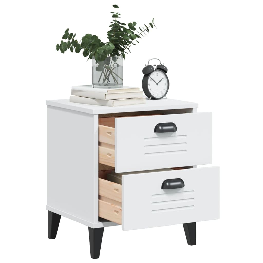 Mesa de Noche Industrial con Amplio Almacenamiento, Diseño Elegante para Dormitorio o Sala de Estar, Material de Madera de Ingeniería Resistente y Fácil de Limpiar