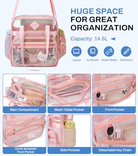 Image of PIG PIG GIRL Clear Tote Bag - 12x6x12 See Through Stadium Event Bag for Women