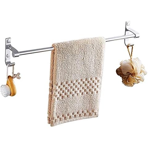 LSNLNN Towel Shelf,Towel Rail, Space Aluminum Double Towel Row,Towel Shelf for Bathroom with Hook for Bathroom, Wall-Mounted,Self Adhesive or Screws Mounting,30Cm Cover