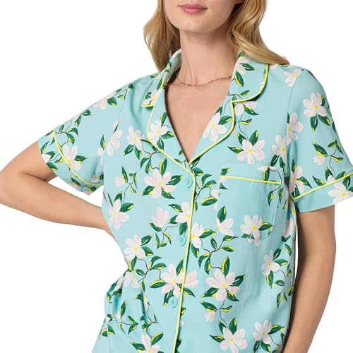 Image of Bed Head PJs Womens Matching Pajamas - Soft Organic Cotton Button Down PJ Shirt & Cropped Pants Set - Loungewear & Sleepwear