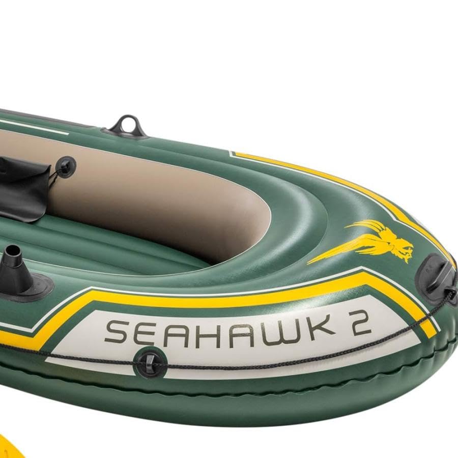 Image of Seahawk 2, 2 Person Inflatable Boat for Flood Rescue, Adventure, Rafting, Fishing, with Oars & Air Pump (68347)