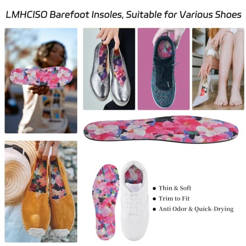Image of 6 Pair Women No Show Socks Anti-Odor Sockless Shoe Insert Size 9-13 | Thin Shoe Insoles,Breathable,Comfort Barefoot Shoe Liner,Machine Washable,Moisture Control,Cute,Everyday Insole,Floral Print