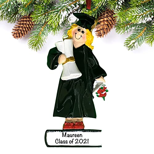 Graduation Ornament 2022 Girl Blonde – Class Of 2022 Ornament – Personalized Christmas Ornaments – School, Teacher Ornaments – Unique Graduation Gift For Her – Polyresin Graduation Decorations 2022 #TOP1