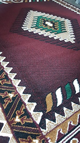 Kingdom Southwest Native American Indian Area Rug Burgundy Design D143 (5 Feet 2 Inch X 7 Feet) #TOP2