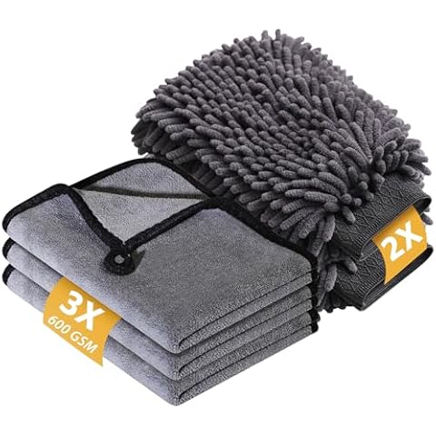 KEYAYE 5 Piece Microfibre Car Washing Kit Cover
