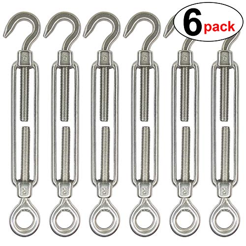 HEVERP M6 304 Stainless Steel Hook & Eye Turnbuckle Light Duty Wire Rope