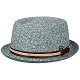 Lipodo Carignano Pork Pie Strohhut Hut Italienisches Flair Ledergarniturband Herren Frühjahr Sommer Petrol XL (60-61 cm)