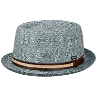 Lipodo Carignano Pork Pie Strohhut Hut Italienisches Flair Ledergarniturband Herren Frühjahr Sommer Petrol XL (60-61 cm)