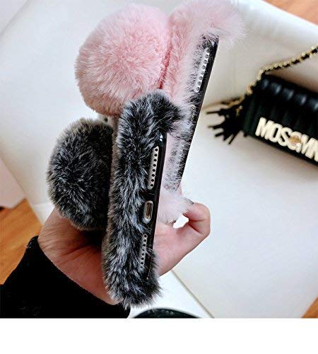 Shinetop Iphone 8 Plus/Iphone 7 Plus Case, Bling Diamond Soft Warm Fluffy Rabbit Fur Case Winter Handmade Bunny Hair Plush With Crystal Bowknot Protective Cover For Iphone 8 Plus /7 Plus 5.5" #TOP6