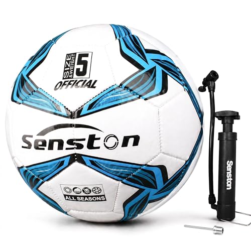 Senston Soccer Ball Size 5 with Pump Official Match and Training Football for Kids Junior and Adults
