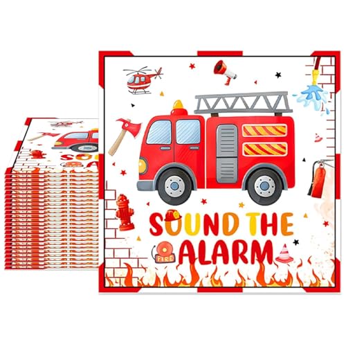 Tourima Lot de 20 serviettes décoratives pour anniversaire d'enfant Motif pompiers