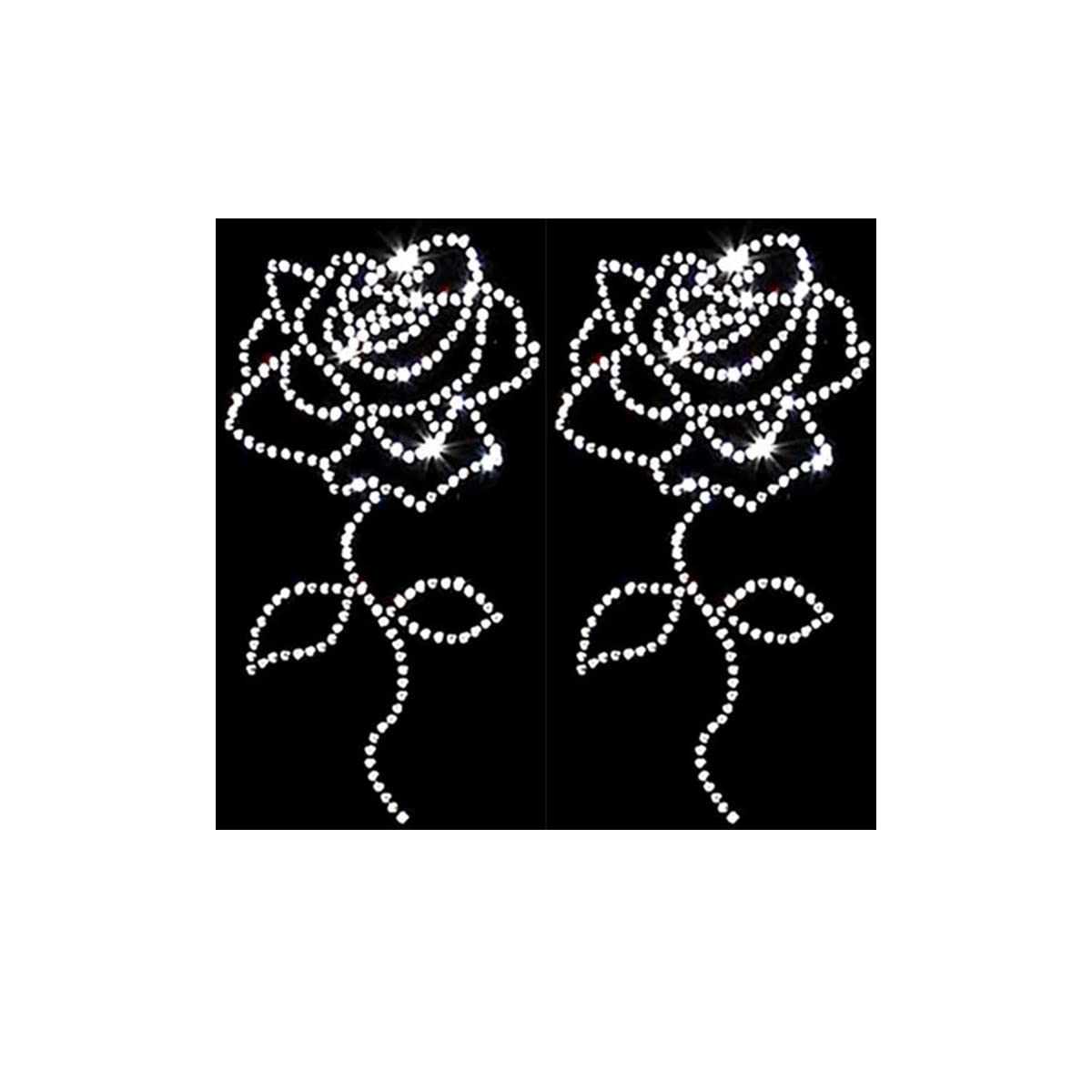 2 Patches Thermocollants Rose Argenté Pailleté 8cm - Numéro 103 - DIY Customisation Vêtements