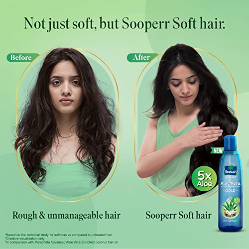 Parachute-Advansed-Aloe-Vera-Enriched-Coconut-Hair-Oil-GOLD-5X-Aloe-Vera-with-Coconut-Oil-Makes-hair-Sooperr-soft-400ml-Clear