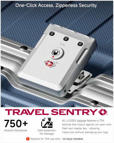Image of LUGGEX Carry On Zipperless Suitcase, Aluminum Frame, Ocean Blue, 22 inch | Southwest Airlines Approved, 24x16x10 Carry On, 100% PC Hard Shell, 8010S Aluminum Frame, 8 Spinner Wheels, TSA Lock, ZX-Core