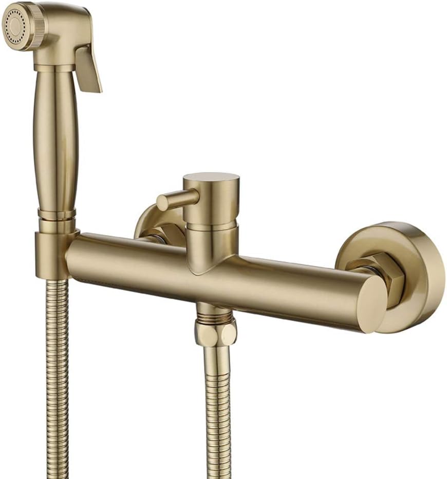 Brushed Gold Cloth Diaper Sprayer Kit Brass HandheldSprayer Toilet Kit Portable Toilet Sprayer Wall Mounted Hot and Cold Water Bathroom Washroom Set