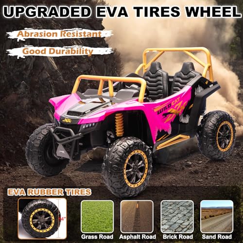 Image of NEWQIDA XXXL 24V Ride on Toys for Big Kids UTV Licensed Arctic CAT, Pink